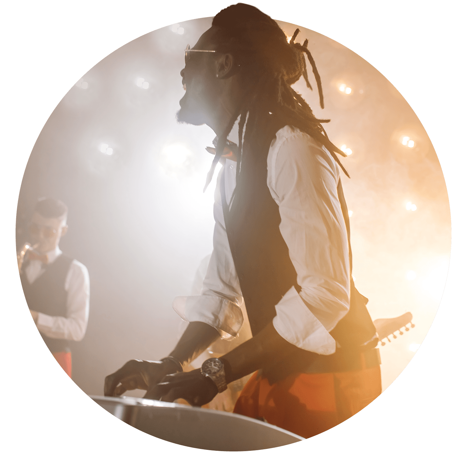 Professional musician playing a concert with a band to fundraise for kids with cancer. Money is being donated to the National Pediatric Cancer Foundation.
